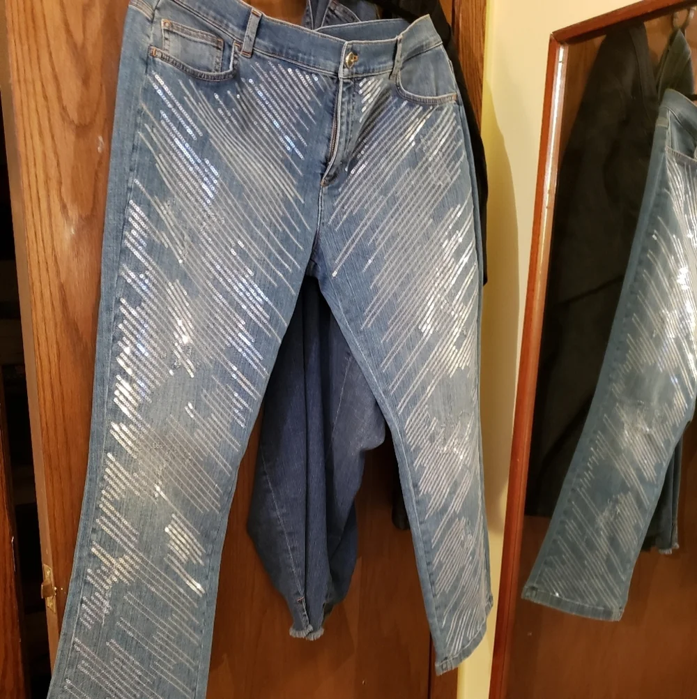 Escada Distressed & Embelished Jeans - Picture 1 of 16